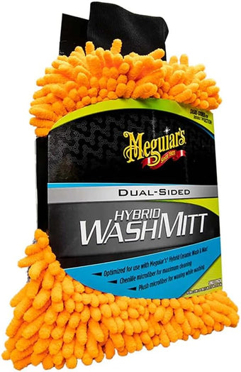 Meguiar's Hybrid Wash Mitt, Dual Sided for Washing and Waxing, Clear Coat Safe and Reusable - 1 Mitt