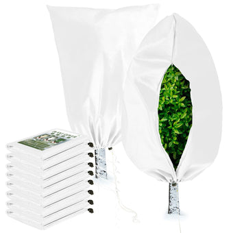 Homimp Plant Covers Freeze Protection, 8 Pack Frost Covers with Zipper Drawstring (31.5" x 47.3") Plant Protection Cover Bags for Outdoor Winter Frost Cold Weather Shrubs Trees Jacket Covers(White)
