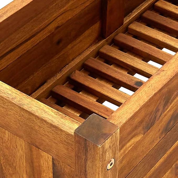 vidaXL Garden Raised Bed, Wooden Raised Flower Bed for Flowers and Plants, Solid Acacia Wood Planter, Outdoor and Indoor Use, Brown