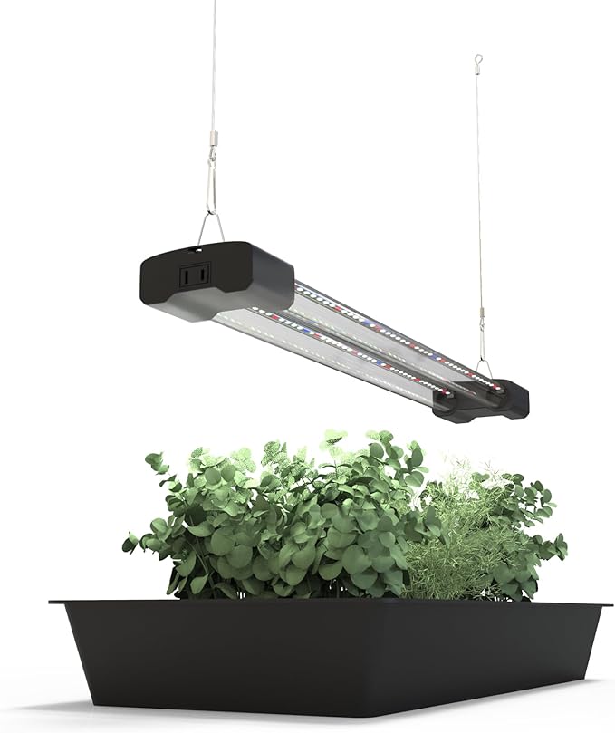 DYMOND BoostGro LED Seed Starter Grow Light Full Spectrum Linkable 5000k Daylight + 660nm Red + 450nm Blue Indoor Plant Lighting Fixture (2 FT, Black)