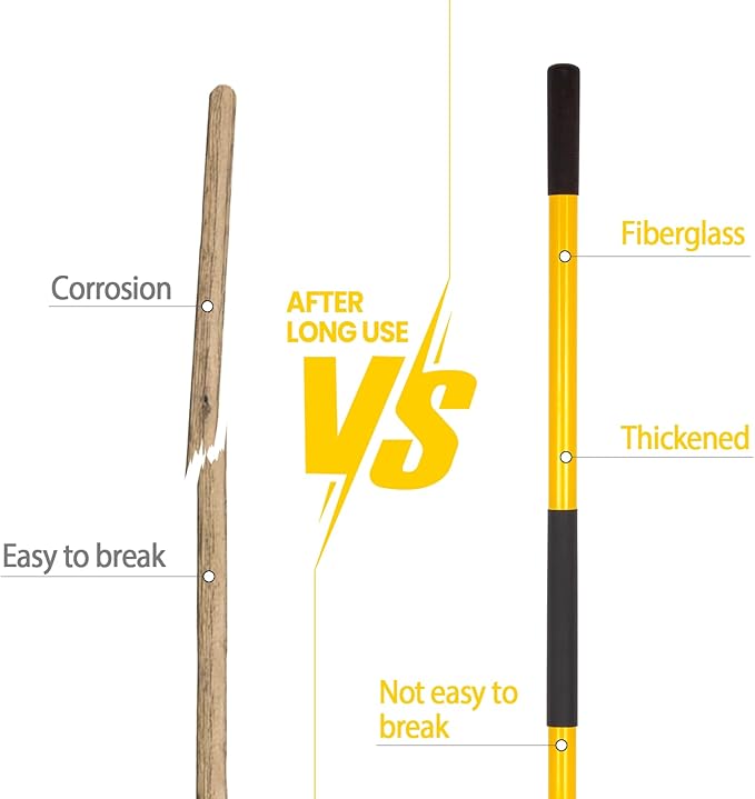 VNIMTI Heavy Duty Gardening Shovel, 56 Inch Round Blade with Fiberglass Handle (Yellow)