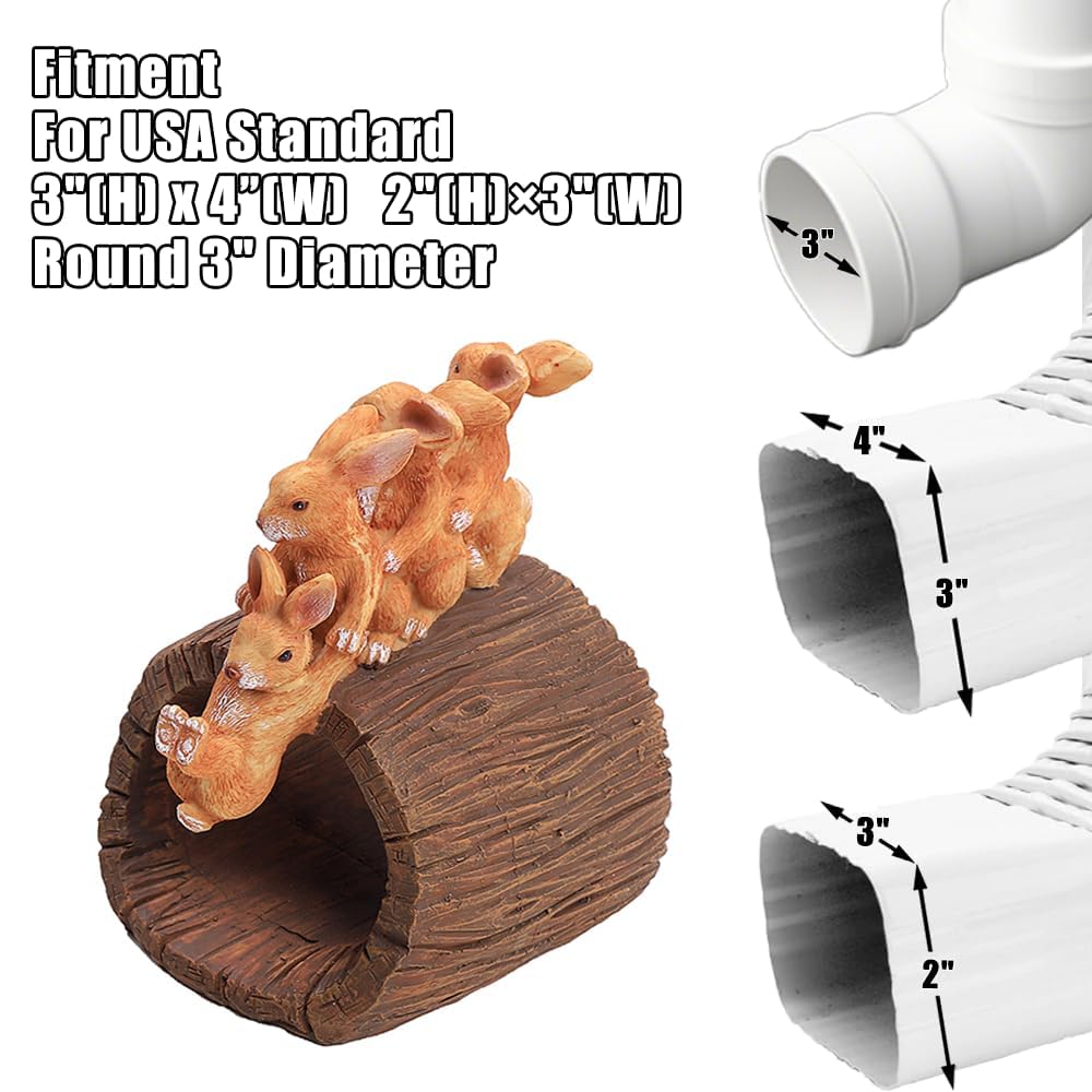 APX Rabbit Gutter Downspout Extensions, Decorative Splash Block Statue