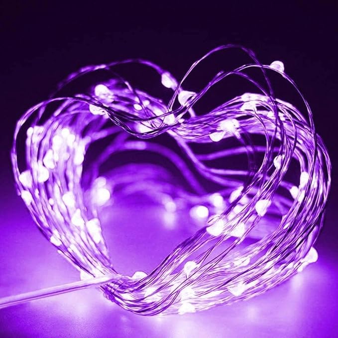 24 Pack LED Fairy Lights Battery Operated 7Ft 20Led Mini String Lights Waterproof Christmas for Mason Jars Bedroom DIY Party Wedding Christmas Decor Purple