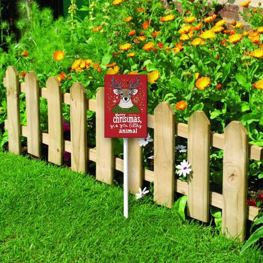 Uptell 8x12 Inch Merry Xmas Ya You Filthy Animal Garden Sign Winter House Yard Sign Porch Xmas Holiday Home Decorations Outdoor With Metal Stakes 12.8 Inch