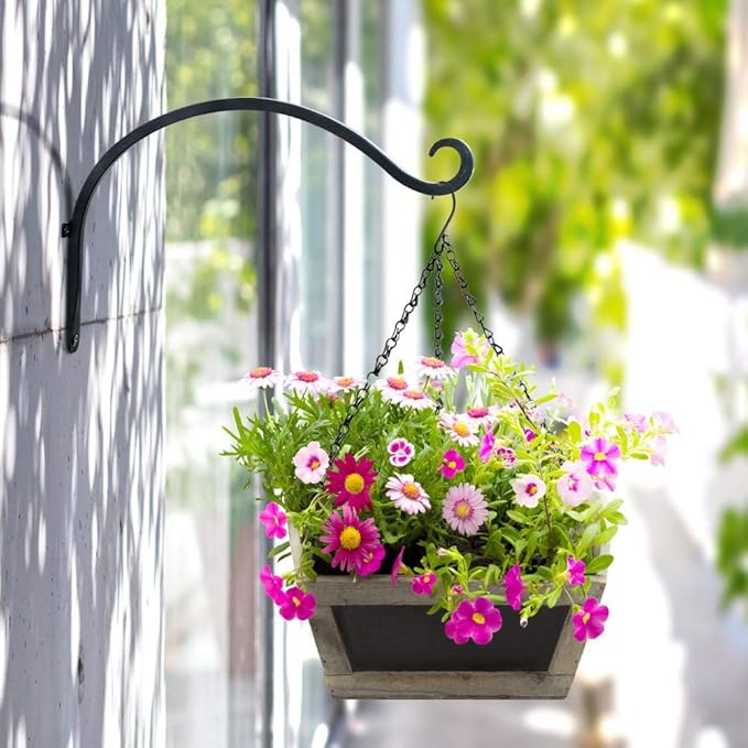 AJART Hanging Plant Hanger Outdoor - 12-inch Black Bird Feeder Wall Hooks - Plant Hooks for Hanging Flower Baskets on Garden, Balcony, Fence - Best Choice for Home Garden Enthusiasts
