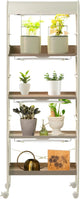 Vego garden 4 Tier Indoor Rolling Metal Corner Plant Stand with Grow Light, Full Spectrum LED Grow Light, Plant Rack for Seed Starting, Leafy, Herbs, Fruits & Microgreens
