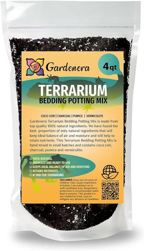 Enhance Your Terrarium's Beauty with Gardenera Terrarium Bedding - Specially Formulated for Ferns and African Violets - 4 QUARTS