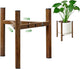 Airpark Adjustable Plant Stand Indoor, Metal Mid Century Modern Plants Stands, Stable Plant Holder Indoor Outdoor Corner, Fit 8 9 10 11 12 inch Pots,Brown Wood-Grain (Pot & Plant Not Included)
