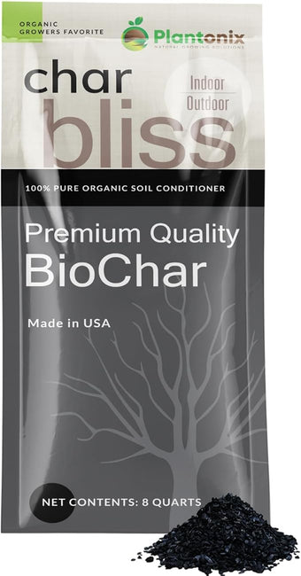 Char Bliss (8 Qts) - Organic Biochar for Plants - OMRI-Listed Biochar Soil Amendment Organic - Bio Char for Plants - Horticultural Charcoal for Plants, Potting Soil, Garden Soil, & Potting Mixes