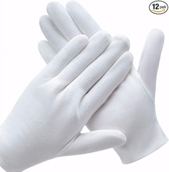 6 Pairs White Cotton Gloves for Dry Hands Eczema SPA Moisturizing - Work Glove Liners for Serving Costume Inspection