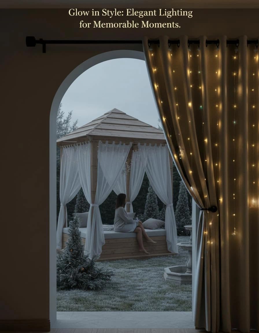 Curtain Lights for Bedroom & Romantic Decor - 300 LED Fairy String Lights with Remote, 8 Modes Timer, USB Plug in Waterproof for Cozy Backdrop Wedding Indoor Wall, 9.8ft x 9.8ft, Hanging Lights