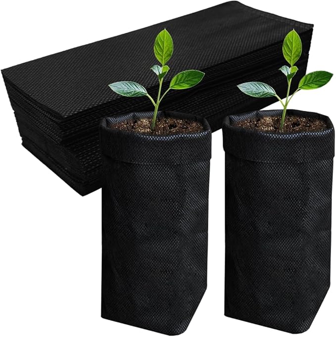 Belit 100 Pcs 10.2" H Deep Nursery Grow Bags, Non-Woven Plants Pots Container for Starting Rooted Plants Vegetable, Flower, Seedling Tree, Black