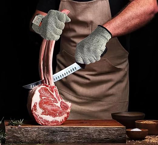 Cutting Gloves, 1 Pairs of Cut Resistant Gloves Food Grade, Cut Resistant Gloves for Kitchen, Oyster Shucking, Fish Fillet Processing, Carving Wood and Gardening(Small-Grey)
