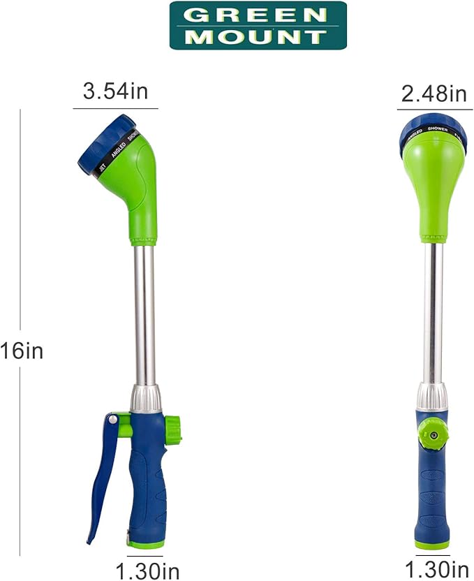 GREEN MOUNT Watering Wand, 16 Inches Sprayer Wand with 8 Watering Patterns for Lawn and Garden Use