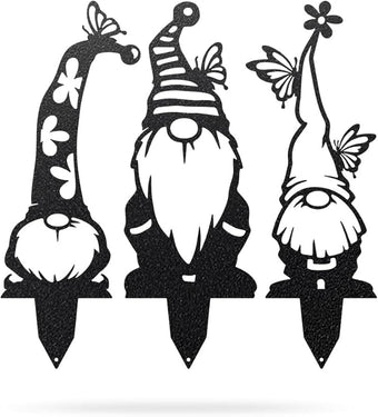 RealSteel Metal Garden Gnomes Set – 3 Pack Steel Lawn Ornaments, Cute & Funny Garden Statues, Weather-Resistant Outdoor Décor, Whimsical Yard Decorations, for Garden Lovers & Home Décor