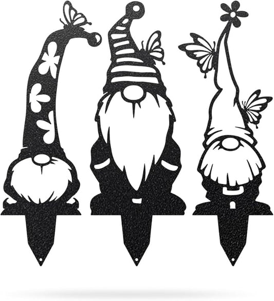 RealSteel Metal Garden Gnomes Set – 3 Pack Steel Lawn Ornaments, Cute & Funny Garden Statues, Weather-Resistant Outdoor Décor, Whimsical Yard Decorations, for Garden Lovers & Home Décor