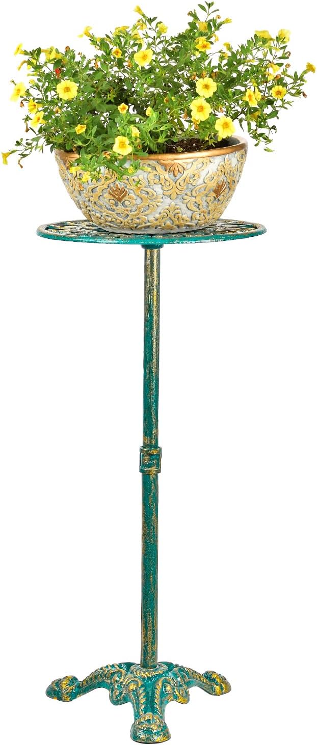 Sungmor Heavy Duty Cast Iron Potted Plant Stand, 24.2" Tall Metal Plant Stand, Vintage & Rustic Style Flower Stand Indoor Outdoor Garden Table, Decorative Flower Pot Holder for Balcony Patio