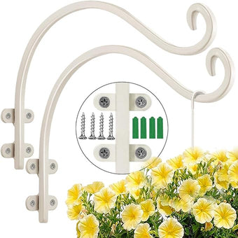 Maosen 12 Inch Plant Hangers Outdoor 2 Pack White, Heavy Duty Plant Hanging Bracket Hook for Flowers Baskets Planter Pots Bird Feeder Lanterns Wind Chimes Outdoor Indoor