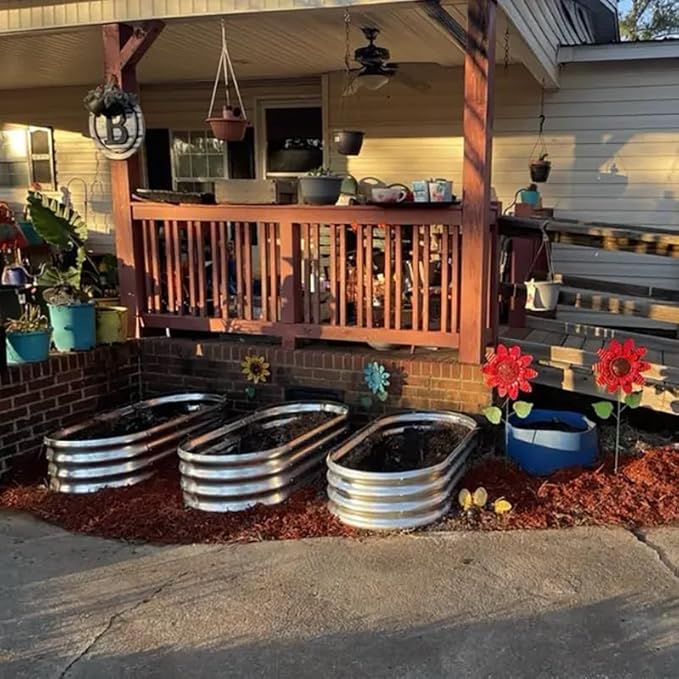 4x2x1 ft Galvanized Raised Garden Bed Outdoor, 3-Pack 12" Tall Metal Planter Boxes for Planting Vegetables, Flowers, Herbs, Tomato - Corrugated Rust-Resistant Elevated Garden Beds Kit, Silver