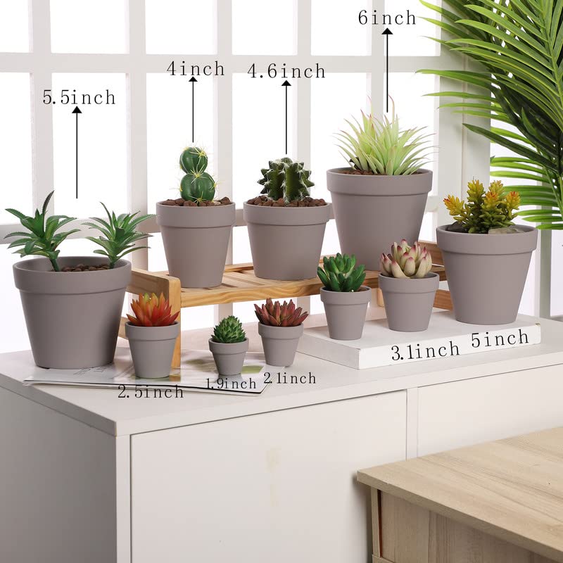 Yishang 27 pcs Small Mini Grey Clay Pots, 2 inch Terracotta Pot Clay Ceramic Pottery Planter,Cactus Flower Terra Cotta Pots,Succulents Nursery Pots,with Drainage Hole,Great for Crafts,Wedding Favor