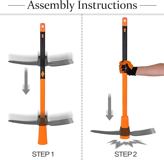 VNIMTI Pick Axe for Digging, Heavy Duty Pickaxe with Shock Absorbing Handle, 36 Inches