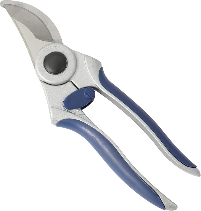 Amazon Basics Professional Hand Pruners, Pruning Shears for gardening, 7-inch Steel Bypass Garden Scissors, Blue