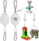 Plant Pulleys for Hanging Plants, Heavy Duty Retractable Hangers, 304 Stainless Steel Rope, Auto Plant Holder, Adjustable Climbing Hook for Garden Baskets Watering, or Bird Feeders 2PC (White)