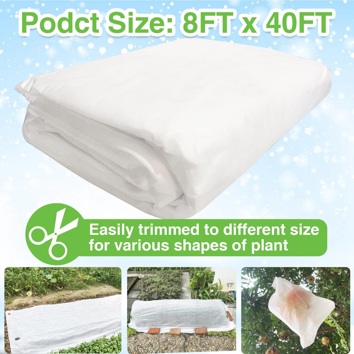 Plant Covers Freeze Protection 8x40ft Frost Cloth for Winter Outdoor