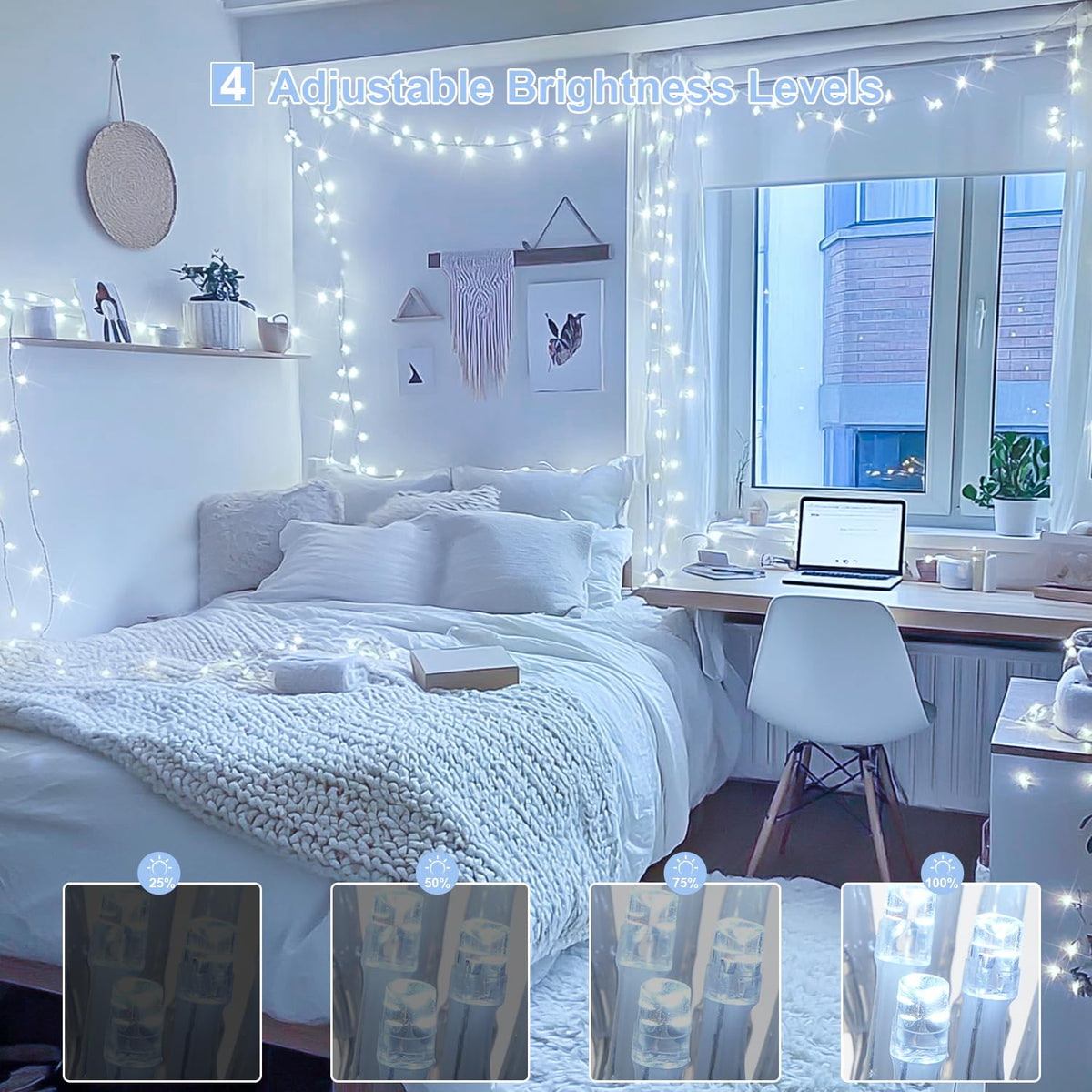 JMEXSUSS 800 LED White String Lights Indoor Outdoor, Wedding Lights Plug in