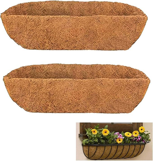 2pcs Trough Coco Liner 36 inch Wall Planter Replaceable Coco Liner for Window Box, Fence Flower Baskets