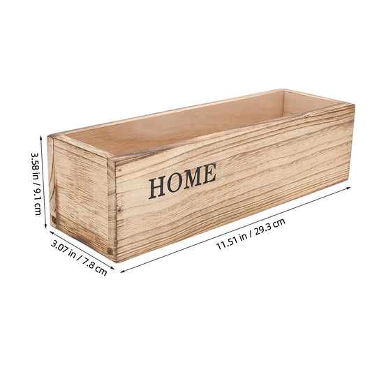 OSALADI Wooden Planter Box and Succulent Stand for Indoor Outdoor Garden, Small Rectangular Rustic Flowerpot with Natural Wood Finish, Decorative Window and Patio Plant Container