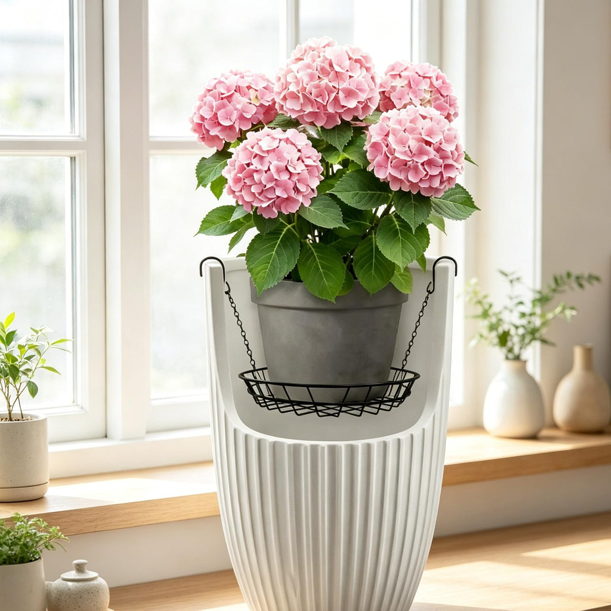KICHOUSE 2 Sets Adjustable Plant Risers for Inside Pots, 12-18 inch Planter Stand Inserts Holder for Tall Planters Large Pots, Hanging Flowerpot Filler to Reduce Soil