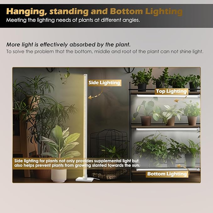 Standing Grow Light with Auto-Timer, 36W Vertical Grow Lights for Indoor Plants,3 Light Modes,268 LEDs Detachable Full Spectrum Plant Lights for Wide Area Coverage in Indoor Plants (60IN-Silver)