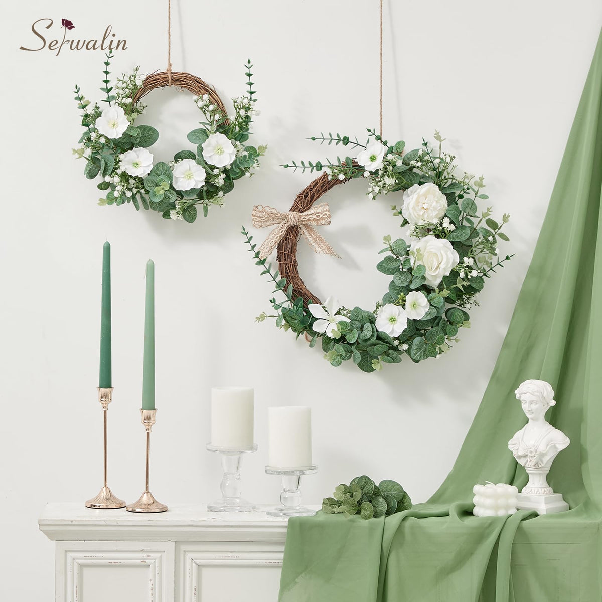 Serwalin 25PCS Mixed Eucalyptus Stems with Baby's Breath Greenery