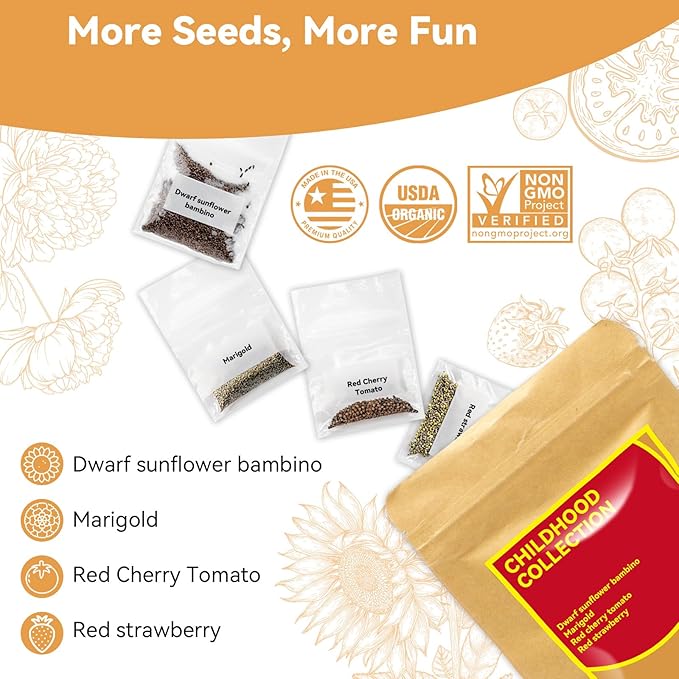 inbloom Vibrant Wildflower & Fruit Mixd Seed Pod Kit for AeroGarden, Ahopegarden Hydroponics Growing System, 7-Pods (350+ Seeds, Include Dwarf Sunflower, Marigold, Red Cherry Tomato, Red Strawberry