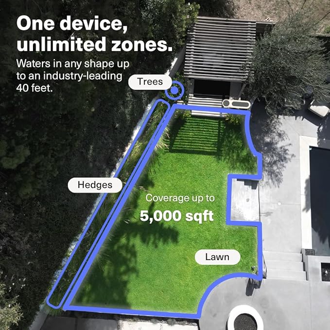 OtO Lawn Smart Sprinkler – App-Controlled Precision Watering, Solar-Powered, Weather Intelligence, Rain Skips, Quick Install, Covers 5,000 sq ft, Water-Saving Irrigation System