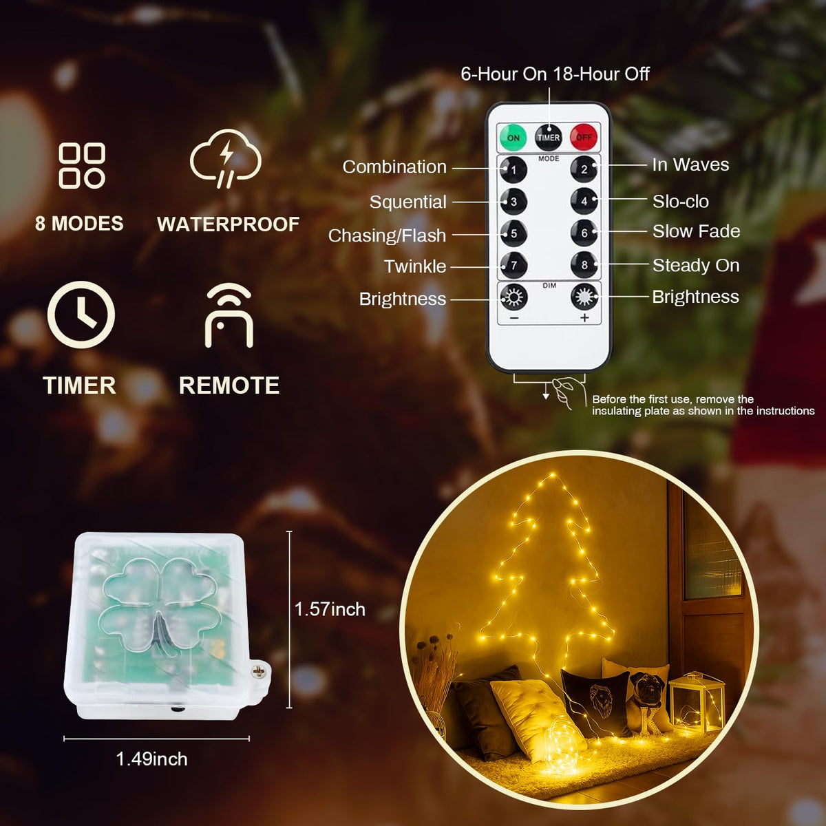 chzk 6 Pack Fairy Lights Battery Operated with Remote Timer 8 Lighting Modes,7ft 20 LED Waterproof Mini String Lights for Halloween Christmas Table Centerpieces Bedroom Decorations,Warm White