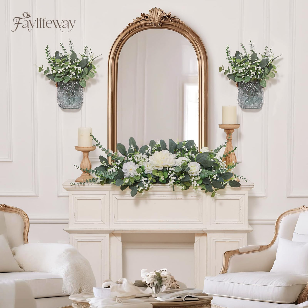 Faylifeway 240 Pcs Artificial Eucalyptus & Baby Breath Greenery Stems