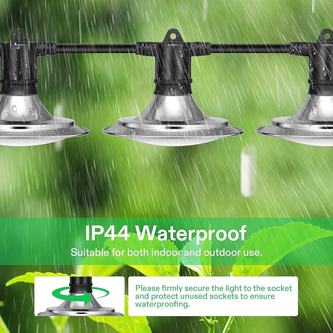 VIVOSUN Outdoor LED Grow Lights, Waterproof String Grow Light, Full Spectrum Plant Growing Lights with 22Ft Adjustable Cord for Seedling, Veg, Flower in Greenhouse, Garden, Backyard, Farm (6-Light)