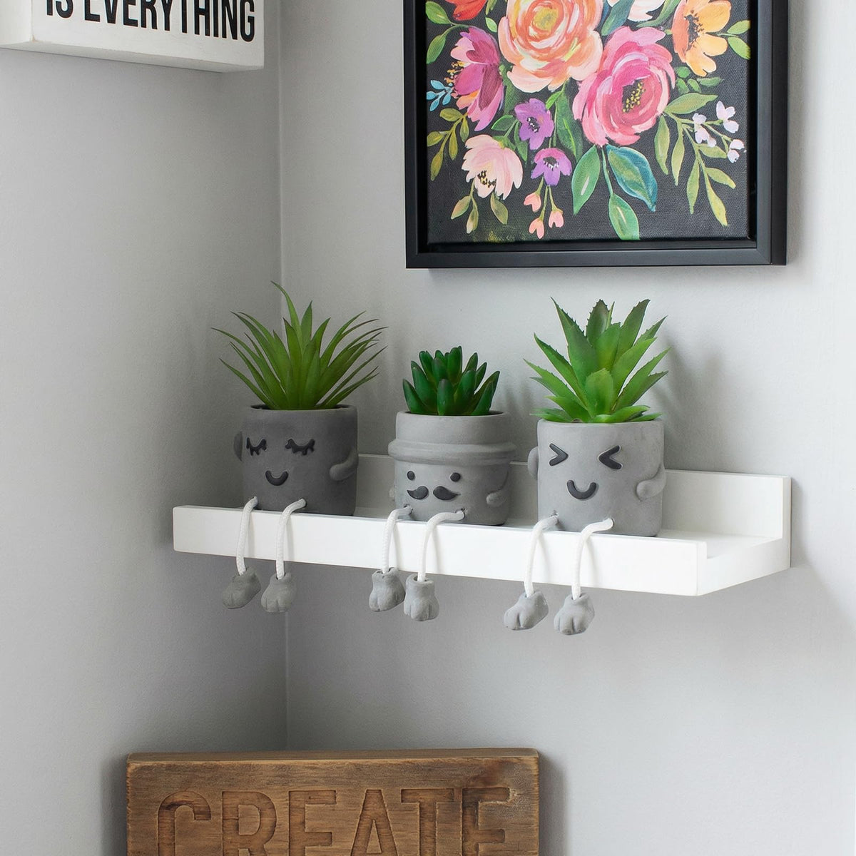 Small Fake Plants Faux Succulents in Grey Pots with Hanging Leg Potted Mini Fake Plants for Office Desk Decor Cute Artificial Succulent Plants for Home Office Desk Decor and Gift Choice - Set of 3
