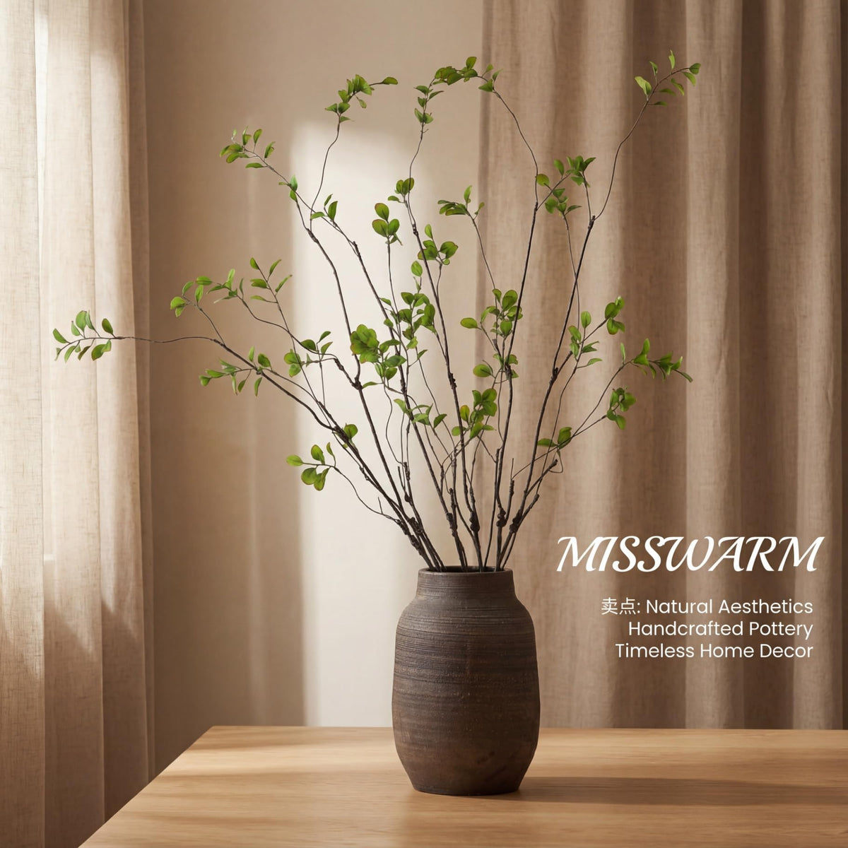 MISSWARM Faux Eucalyptus Stems for Vase, Artificial Greenery Branches 5pcs