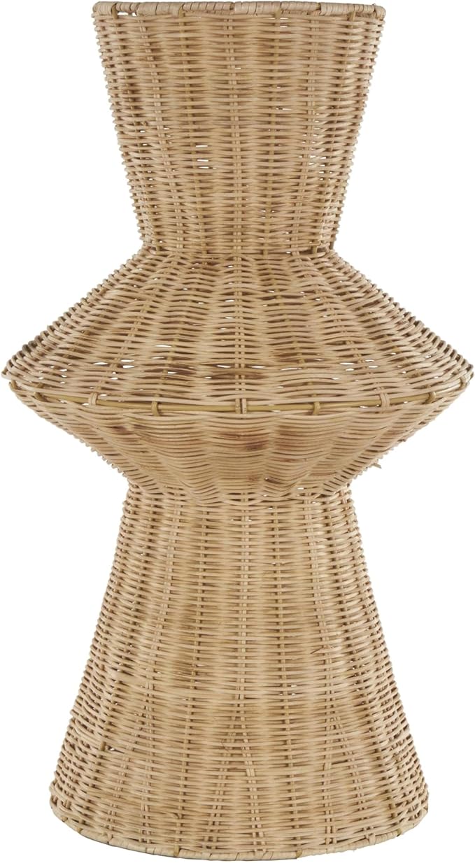 Deco 79 Rattan Handmade Decorative Vase Woven Tapered Fluted Centerpiece Vase, Vase for Home Decoration 10" x 10" x 18", Brown