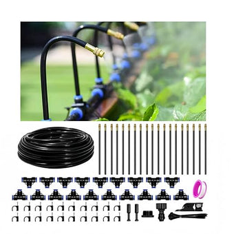 60 Ft Drip Irrigation System for Garden - Drip Irrigation Kit with 19 360°Adjustable Copper Nozzles Hose, Automatic Atomizing Plant Watering Sprinkler System for Yard, Lawn, Greenhouse, Potted