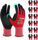 Safety Work Gloves MicroFoam Nitrile Coated-12 Pairs Pack,Red Seamless Knit Nylon Glove with Black Micro-Foam Nitrile Grip,Ideal for General Purpose,Automotive,Home Improvement,Painting(Medium)