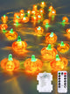 Fall Decor 10FT 3D Pumpkin Fairy Lights Battery Operated With Remote Orange