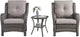 HUMMUH 3 Pieces Patio Bistro Set Wicker Patio Chairs Set of 2 with Tempered Glass Top Side Table Rattan Outdoor Furniture Conversation Set for Yard,Garden,Porch