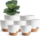 White Self Watering Pots with Drainage Planting Pot for HousePlants Plastic Flower Pots Outdoor Plant Pots Gift Idea Decorative Flower Pots Draining Pots for Indoor Plants