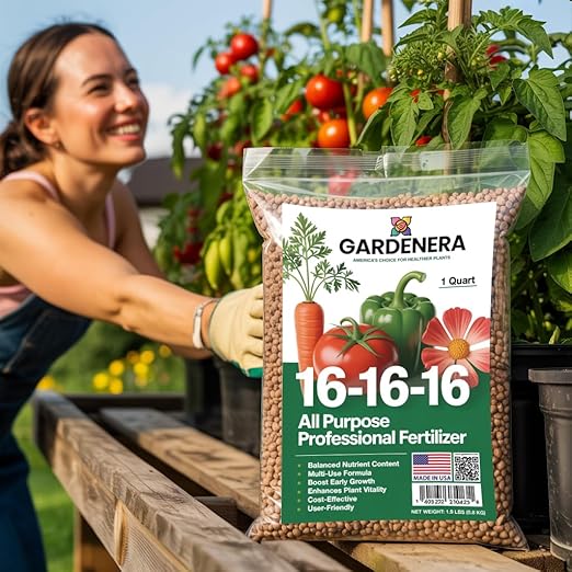 Gardenera 16-16-16 Premium All Purpose Professional Fertilizer - Lawn, Flower, Tree, Shrub & Vegetable Fertilizer (20 Quarts)