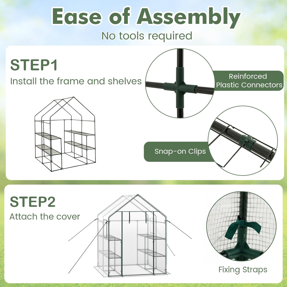 Happygrill Greenhouses for Outdoors, Portable Greenhouse with PE Cover