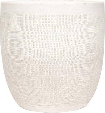 Creative Co-Op Large Matte White Embossed Stoneware Planter